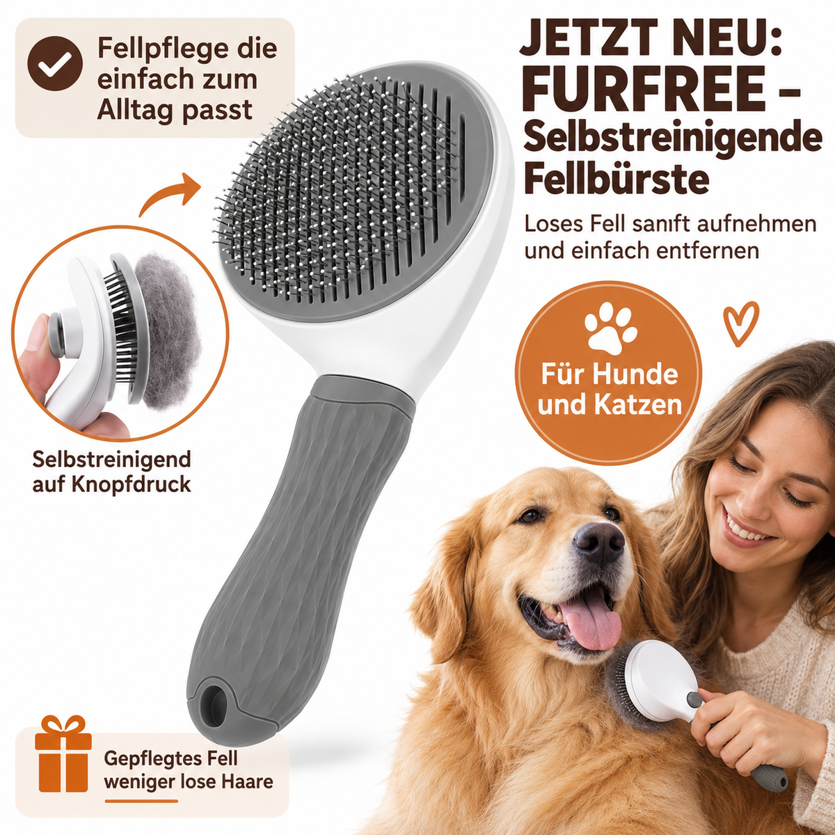 FURFREE – Selbstreinigende Fellbürste
