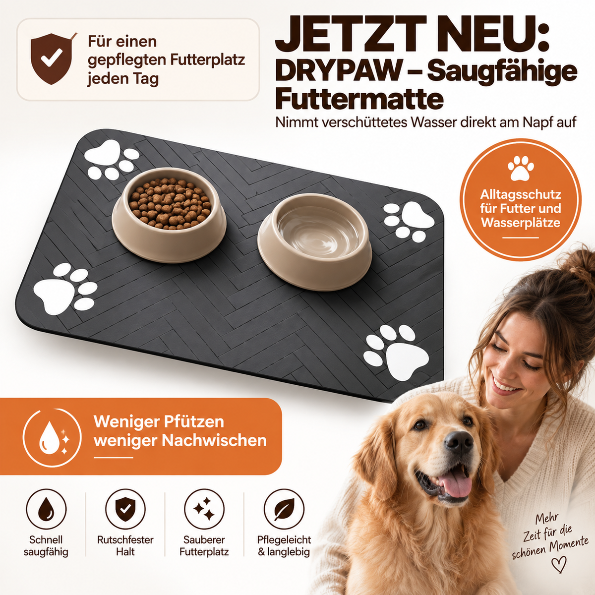 DRYPAW – Saugfähige Futtermatte